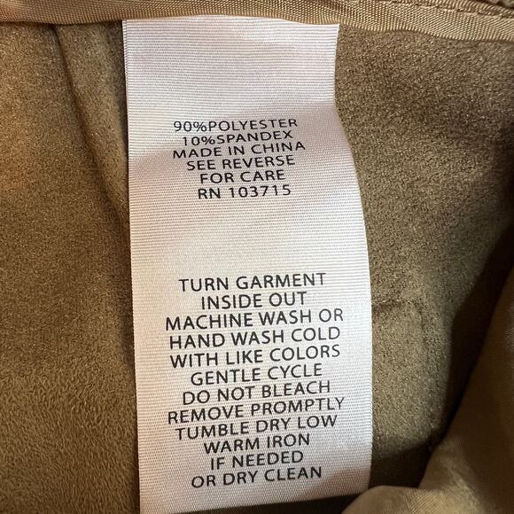 Nanette Lepore Faux Suede Leather Pant Womens 12 Mocha Brown Distressed Stretch - Picture 9 of 12